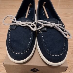 Women's Sperry Topsider Oasis Loft Canvas/Leather Boat Shoes Navy Size 9.5M